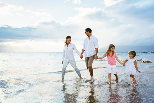 family at beach