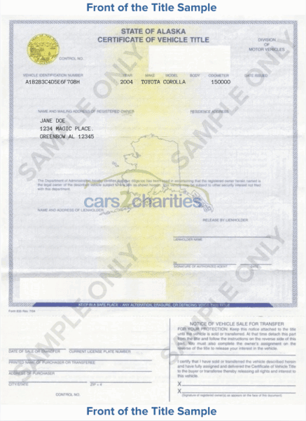 Sample Alaska Title Front