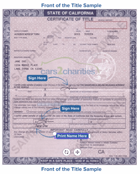 California Tite Front sample Cars2Charities