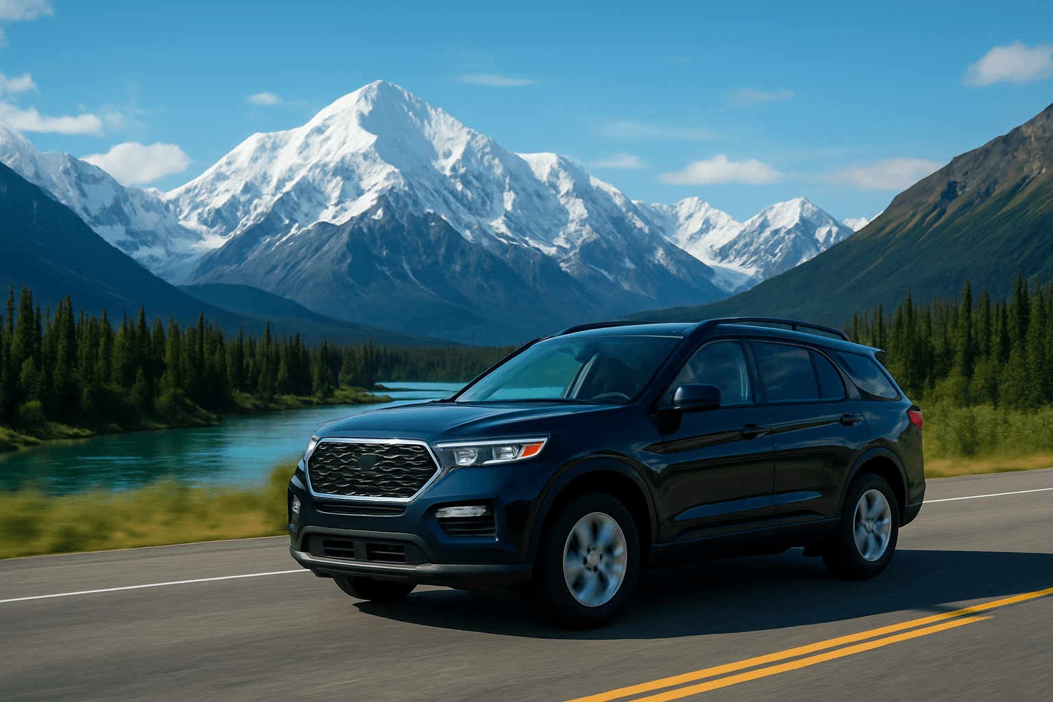 Car driving in Alaska