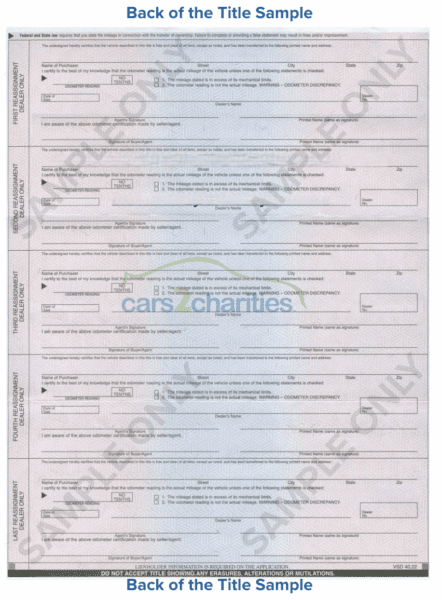 Illinois Title Back Sample Cars2Charities