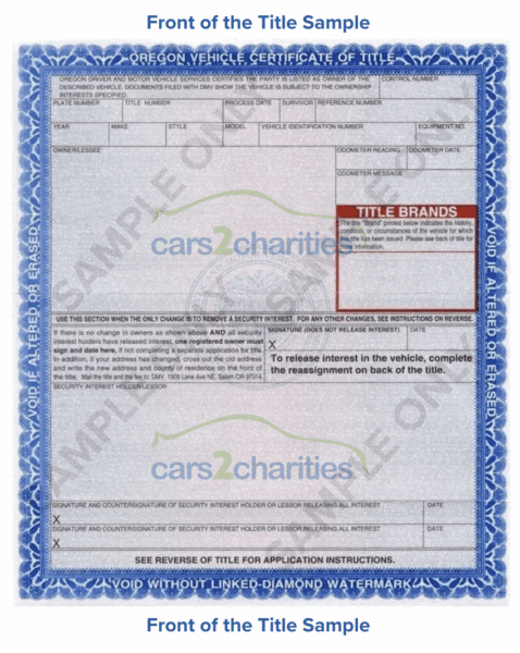 Oregon Title Front Sample