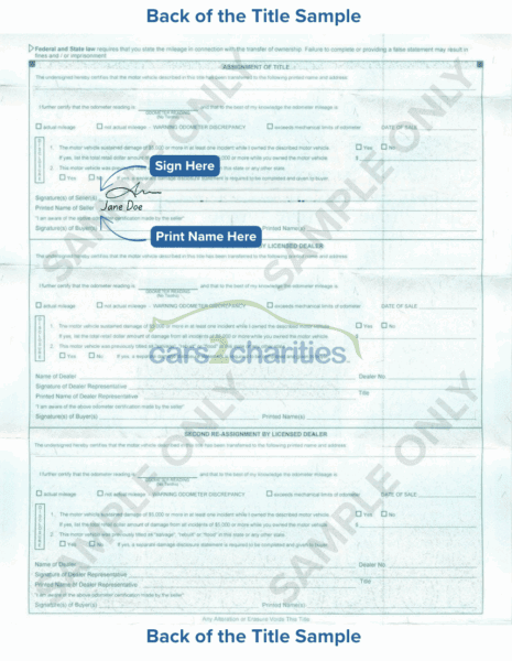 Iowa Back Title Sample Cars2Charities