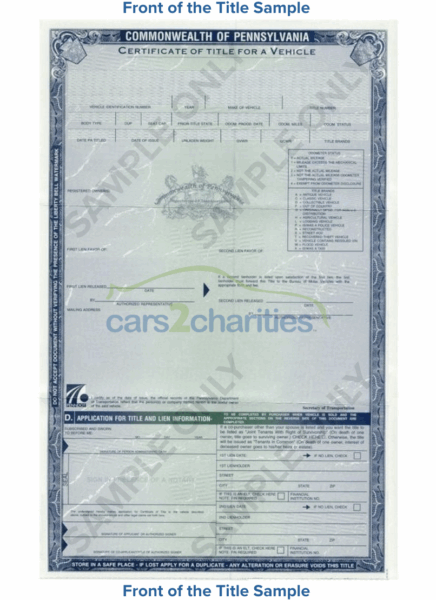 Pennsylvania Title Front Cars2Charities