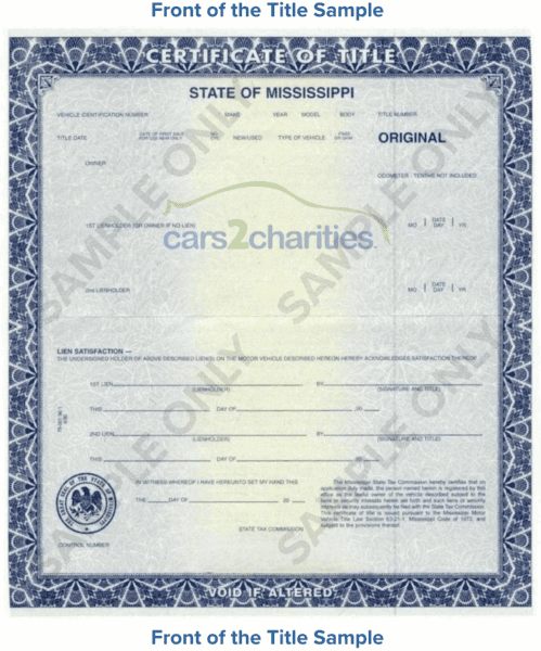 Mississippi Front Title Sample Cars2Charities