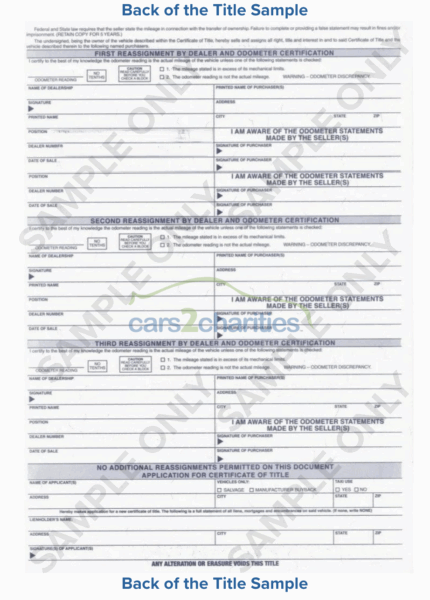 Nebraska Title Back Sample Cars2Charities