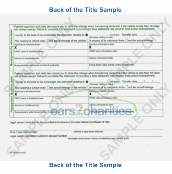 Washington Title Back Sample Cars2Charities
